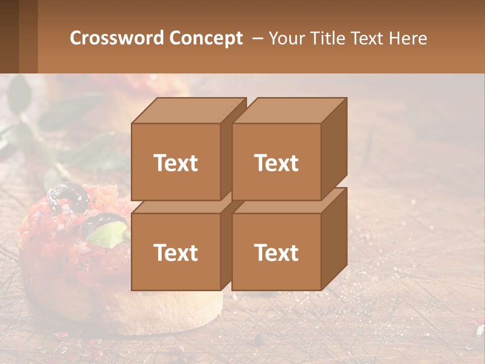 A Wooden Table Topped With Mini Pizzas Covered In Toppings PowerPoint Template