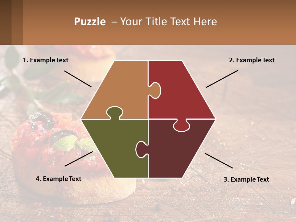 A Wooden Table Topped With Mini Pizzas Covered In Toppings PowerPoint Template