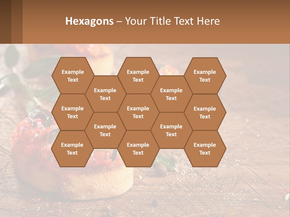 A Wooden Table Topped With Mini Pizzas Covered In Toppings PowerPoint Template