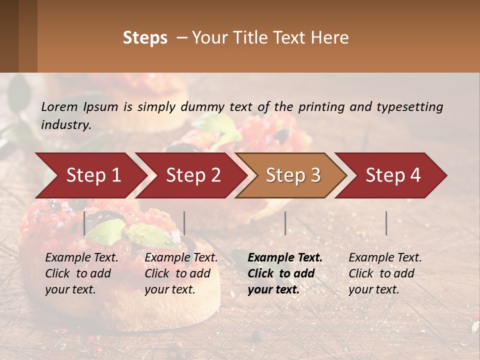 A Wooden Table Topped With Mini Pizzas Covered In Toppings PowerPoint Template