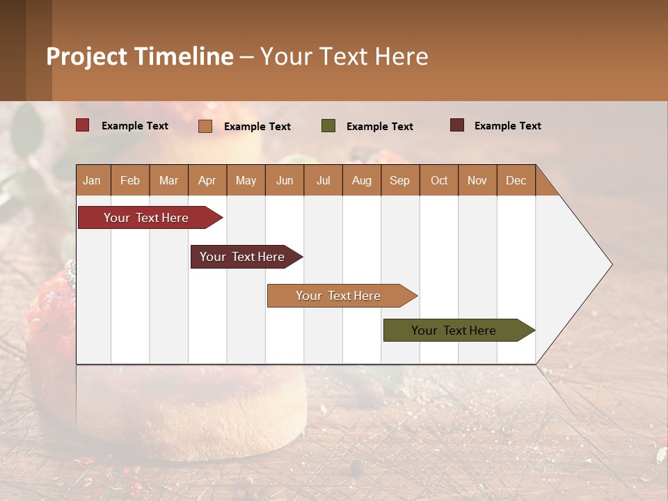 A Wooden Table Topped With Mini Pizzas Covered In Toppings PowerPoint Template