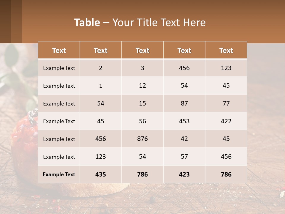 A Wooden Table Topped With Mini Pizzas Covered In Toppings PowerPoint Template
