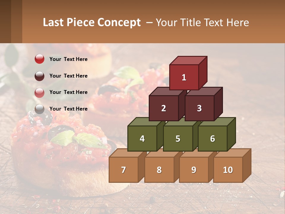 A Wooden Table Topped With Mini Pizzas Covered In Toppings PowerPoint Template