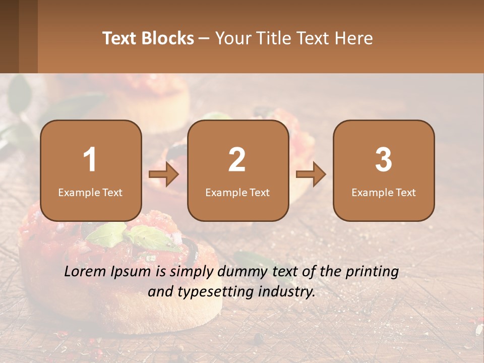 A Wooden Table Topped With Mini Pizzas Covered In Toppings PowerPoint Template
