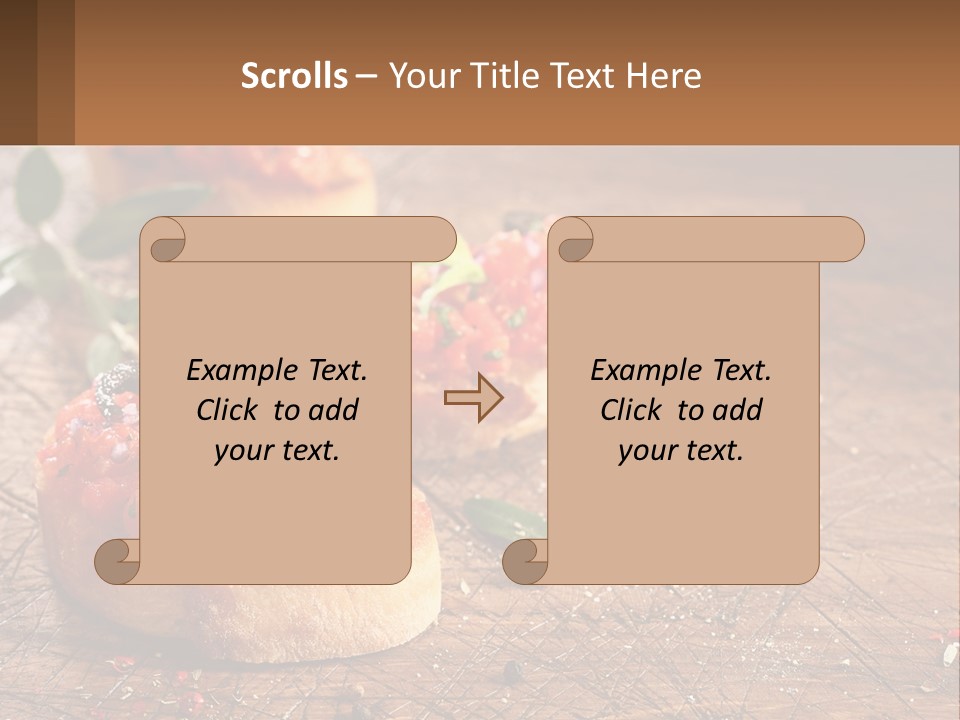 A Wooden Table Topped With Mini Pizzas Covered In Toppings PowerPoint Template