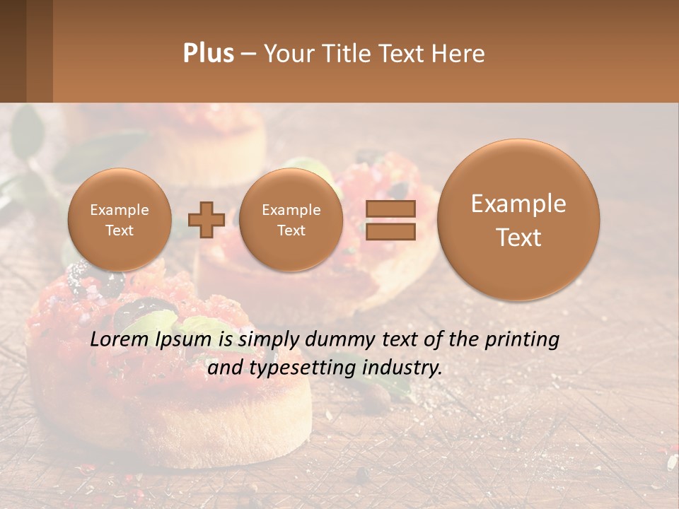 A Wooden Table Topped With Mini Pizzas Covered In Toppings PowerPoint Template