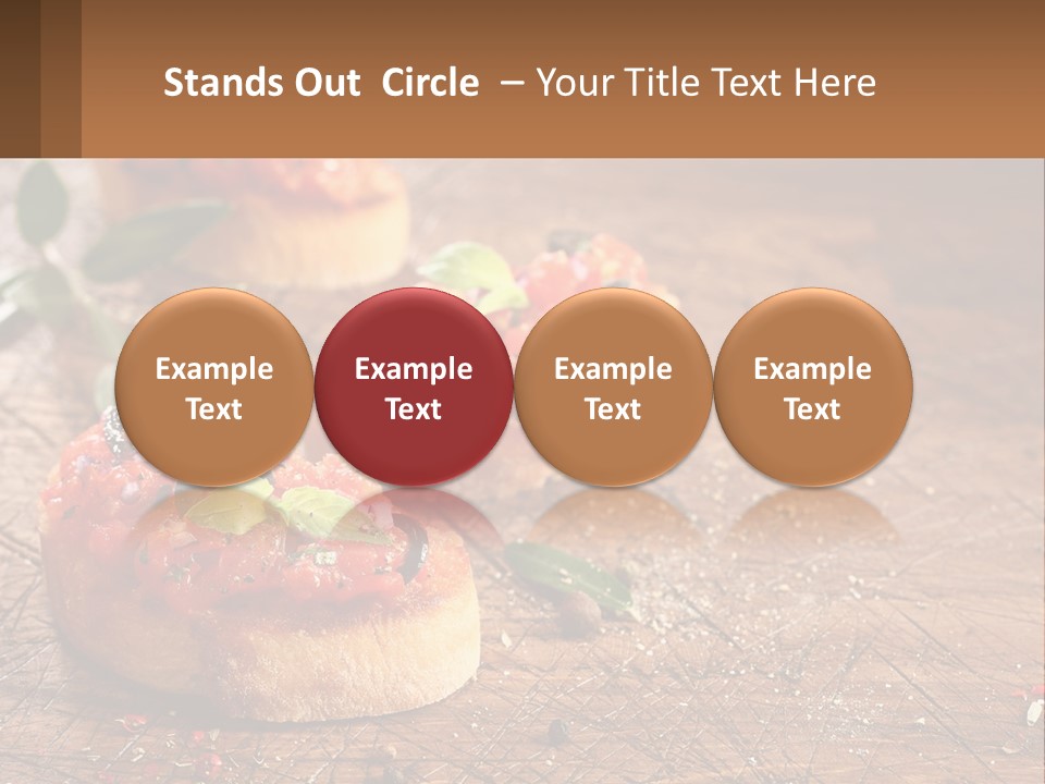 A Wooden Table Topped With Mini Pizzas Covered In Toppings PowerPoint Template