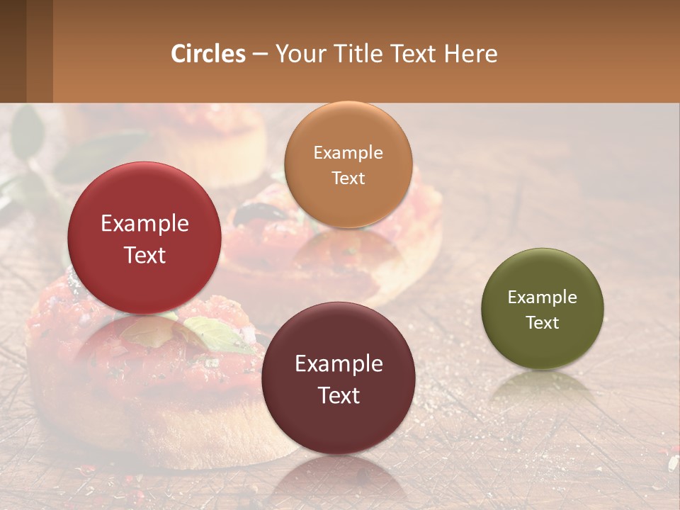 A Wooden Table Topped With Mini Pizzas Covered In Toppings PowerPoint Template