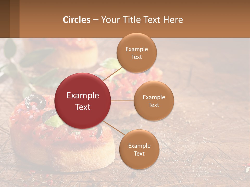 A Wooden Table Topped With Mini Pizzas Covered In Toppings PowerPoint Template