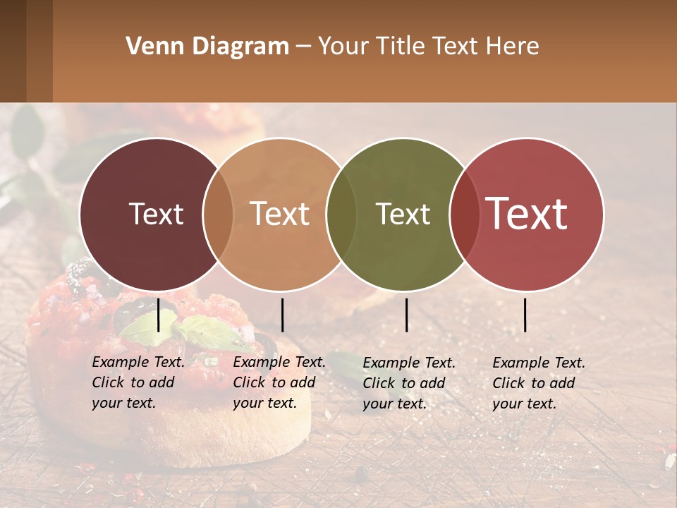 A Wooden Table Topped With Mini Pizzas Covered In Toppings PowerPoint Template