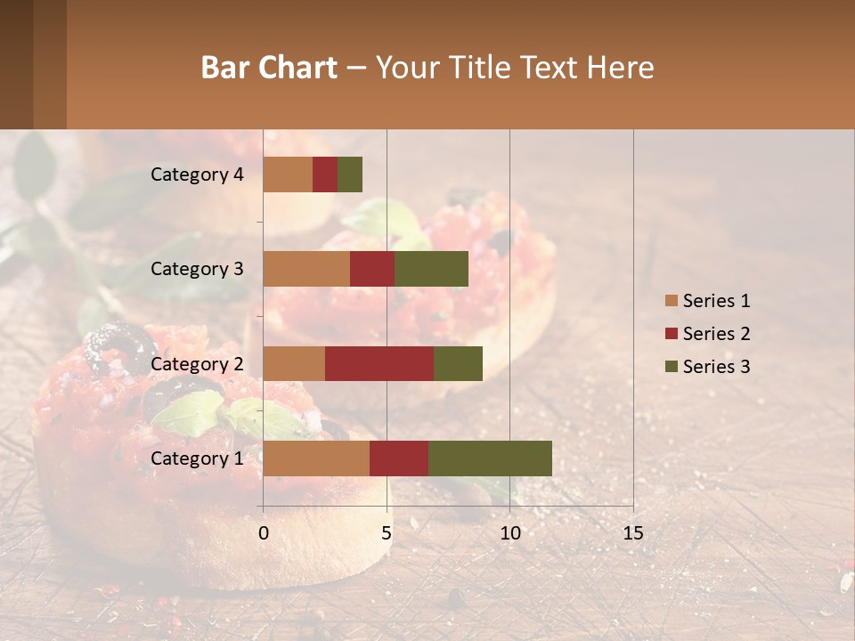 A Wooden Table Topped With Mini Pizzas Covered In Toppings PowerPoint Template