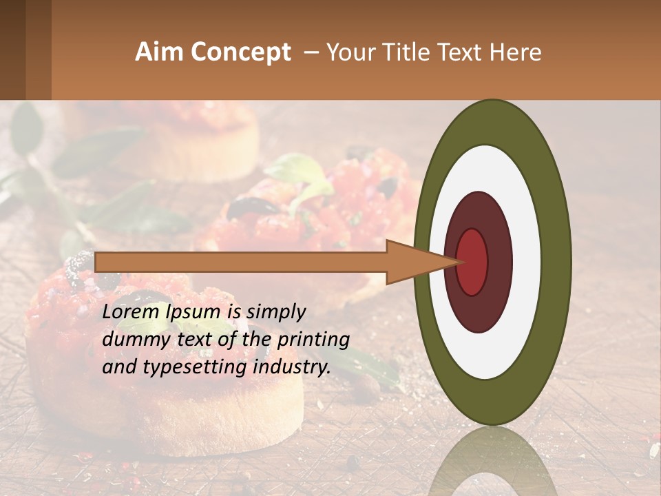 A Wooden Table Topped With Mini Pizzas Covered In Toppings PowerPoint Template