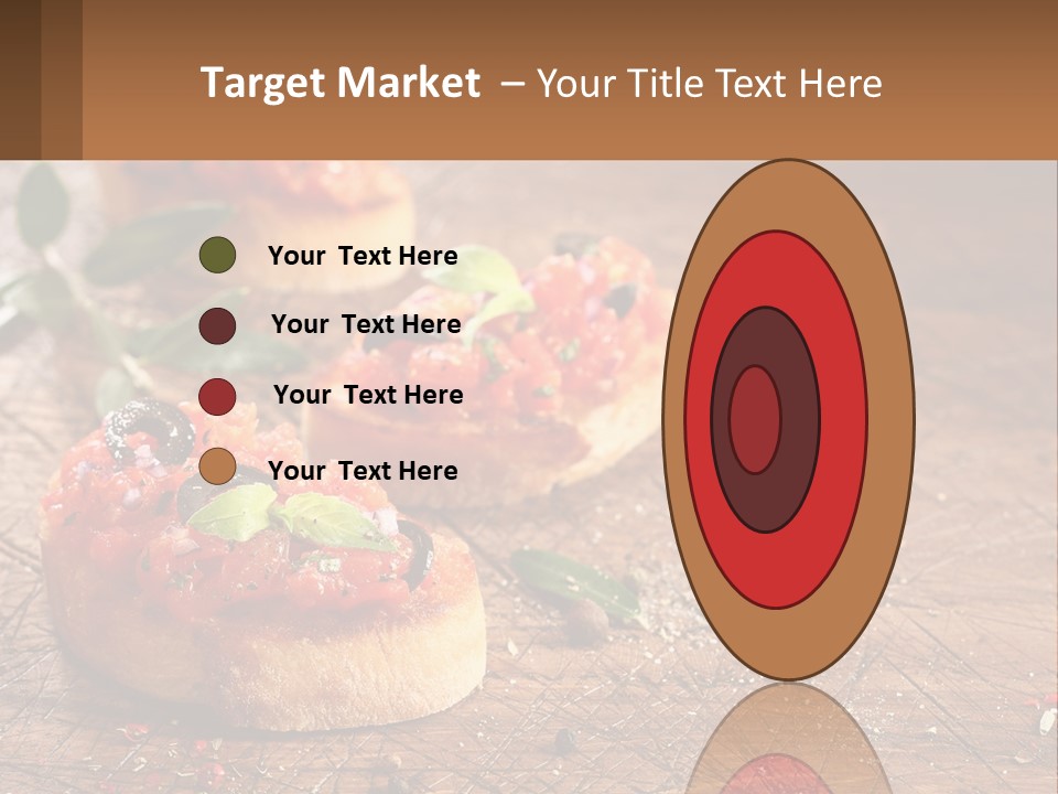 A Wooden Table Topped With Mini Pizzas Covered In Toppings PowerPoint Template