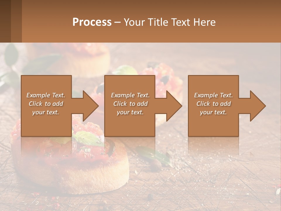 A Wooden Table Topped With Mini Pizzas Covered In Toppings PowerPoint Template