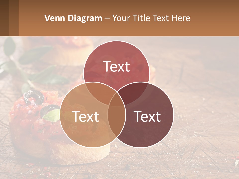 A Wooden Table Topped With Mini Pizzas Covered In Toppings PowerPoint Template