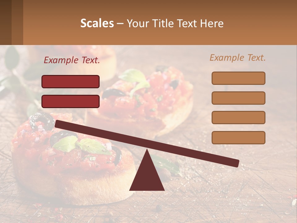 A Wooden Table Topped With Mini Pizzas Covered In Toppings PowerPoint Template