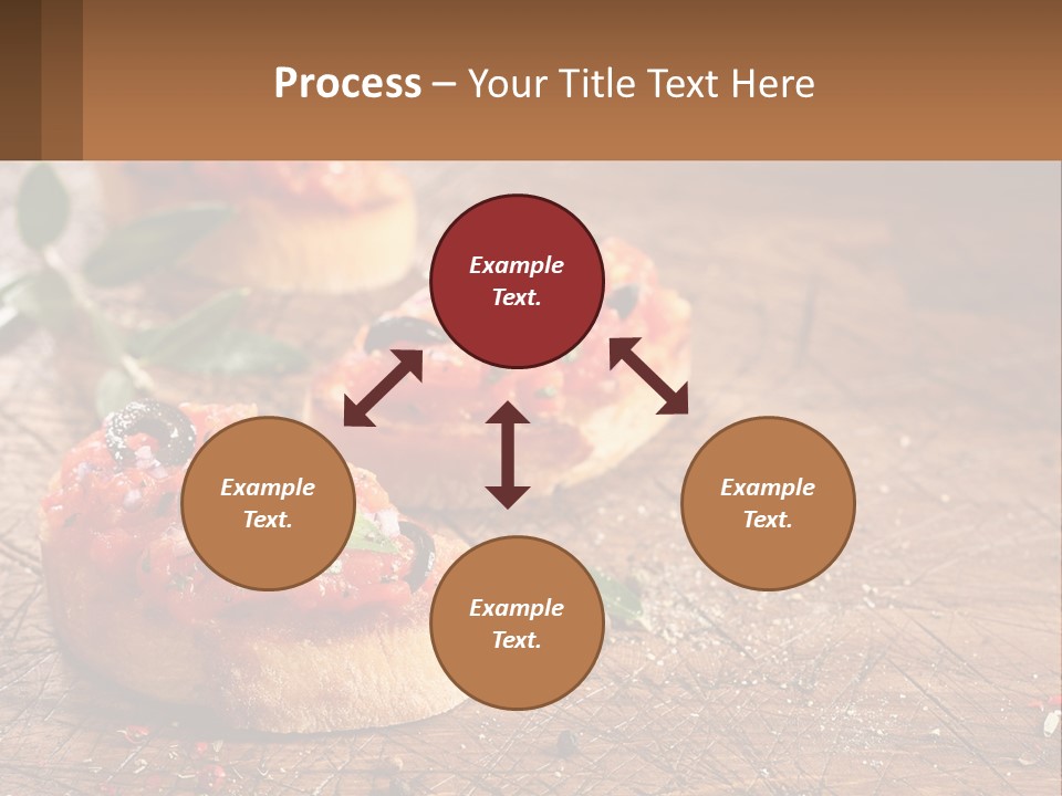 A Wooden Table Topped With Mini Pizzas Covered In Toppings PowerPoint Template