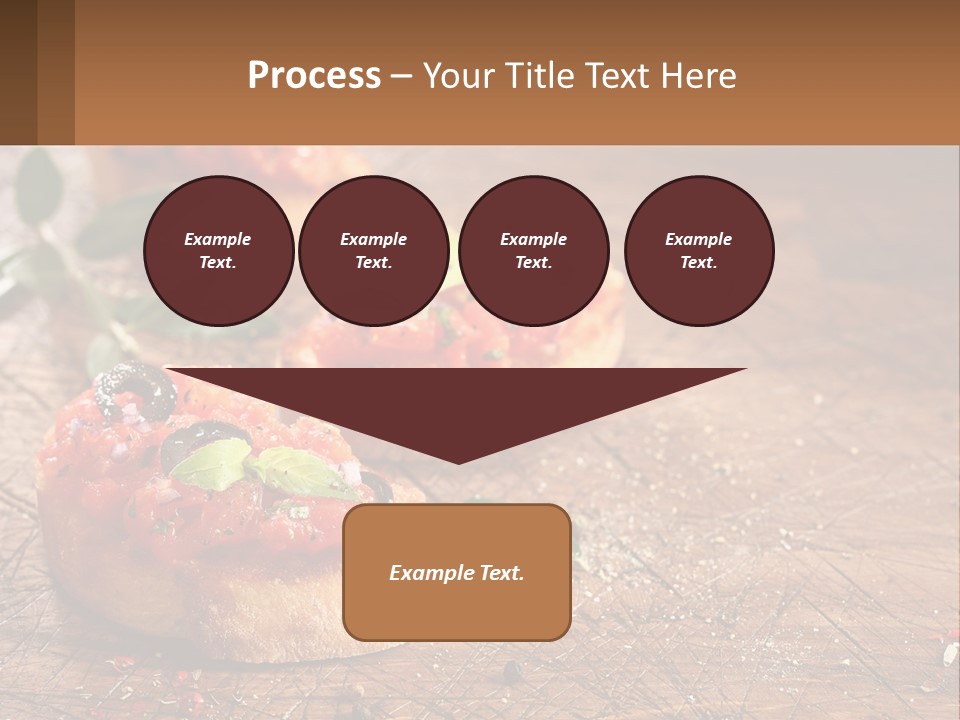A Wooden Table Topped With Mini Pizzas Covered In Toppings PowerPoint Template