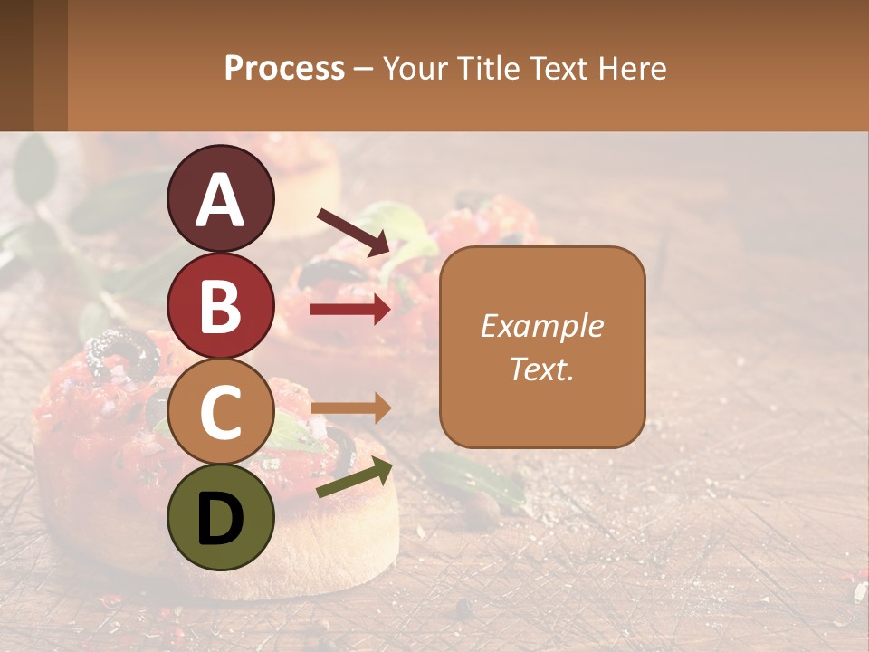 A Wooden Table Topped With Mini Pizzas Covered In Toppings PowerPoint Template