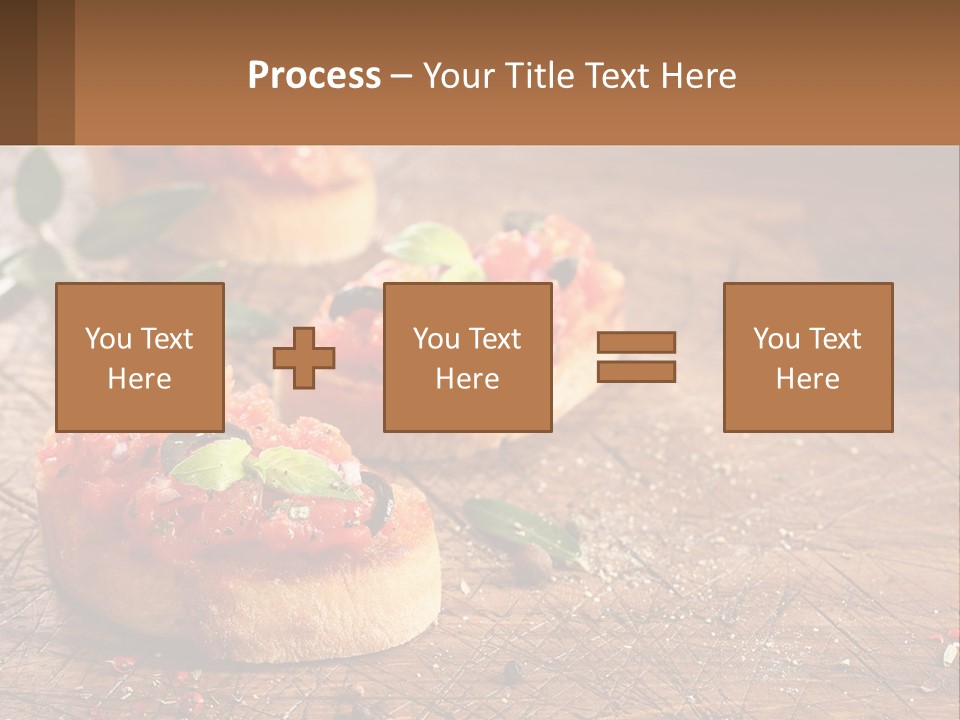 A Wooden Table Topped With Mini Pizzas Covered In Toppings PowerPoint Template