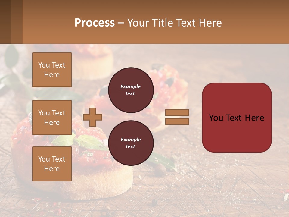 A Wooden Table Topped With Mini Pizzas Covered In Toppings PowerPoint Template