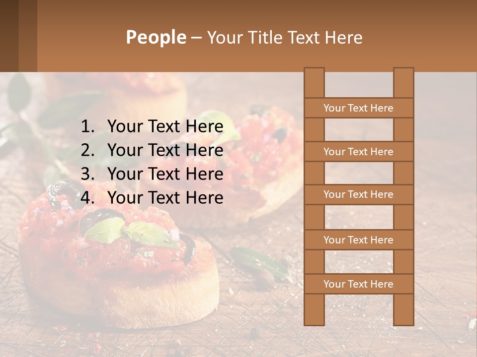 A Wooden Table Topped With Mini Pizzas Covered In Toppings PowerPoint Template