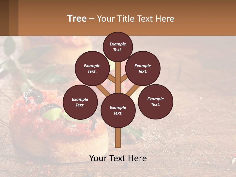 A Wooden Table Topped With Mini Pizzas Covered In Toppings PowerPoint Template