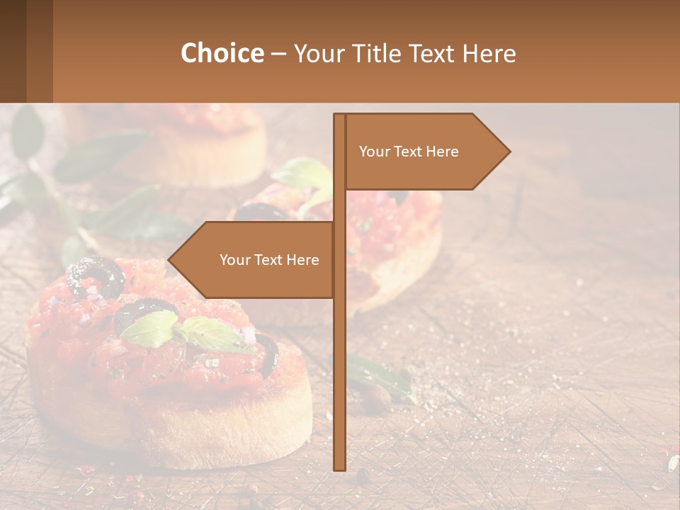 A Wooden Table Topped With Mini Pizzas Covered In Toppings PowerPoint Template