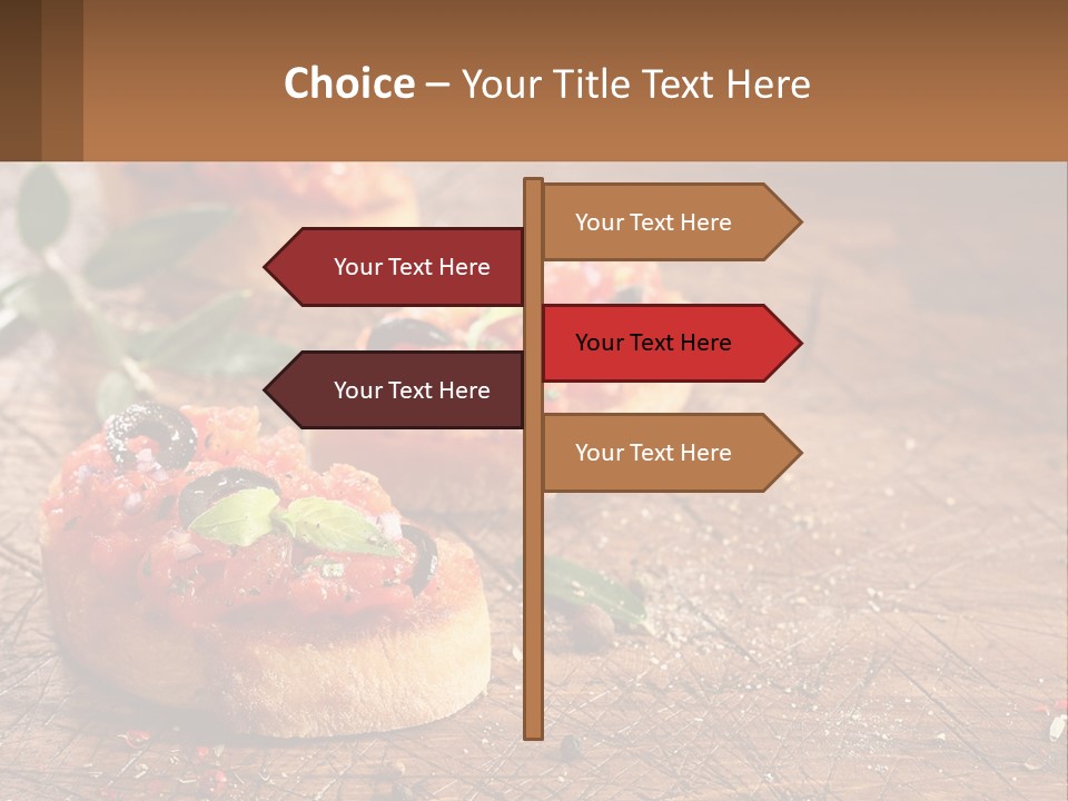 A Wooden Table Topped With Mini Pizzas Covered In Toppings PowerPoint Template