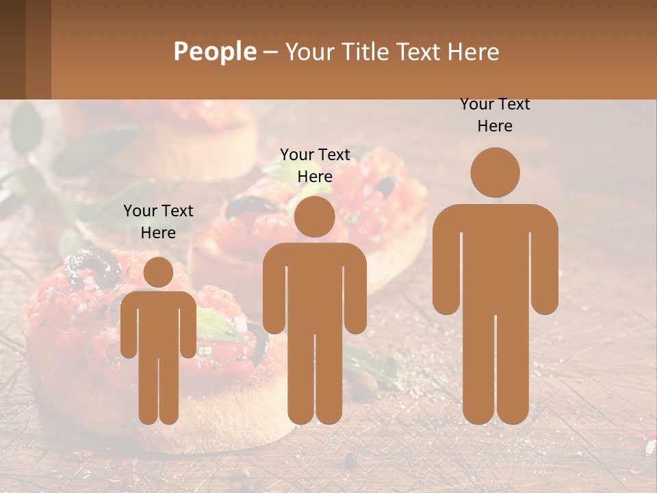 A Wooden Table Topped With Mini Pizzas Covered In Toppings PowerPoint Template