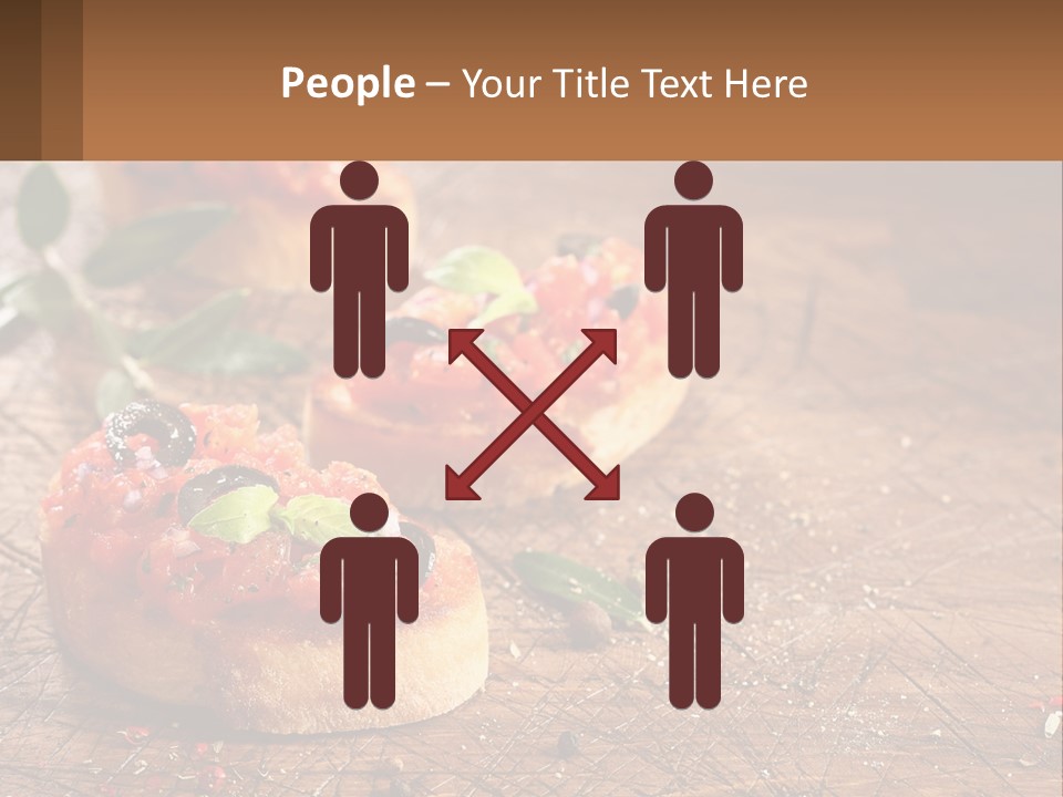 A Wooden Table Topped With Mini Pizzas Covered In Toppings PowerPoint Template