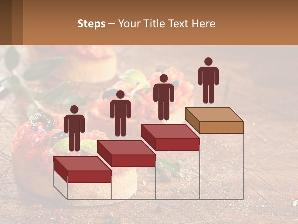 A Wooden Table Topped With Mini Pizzas Covered In Toppings PowerPoint Template