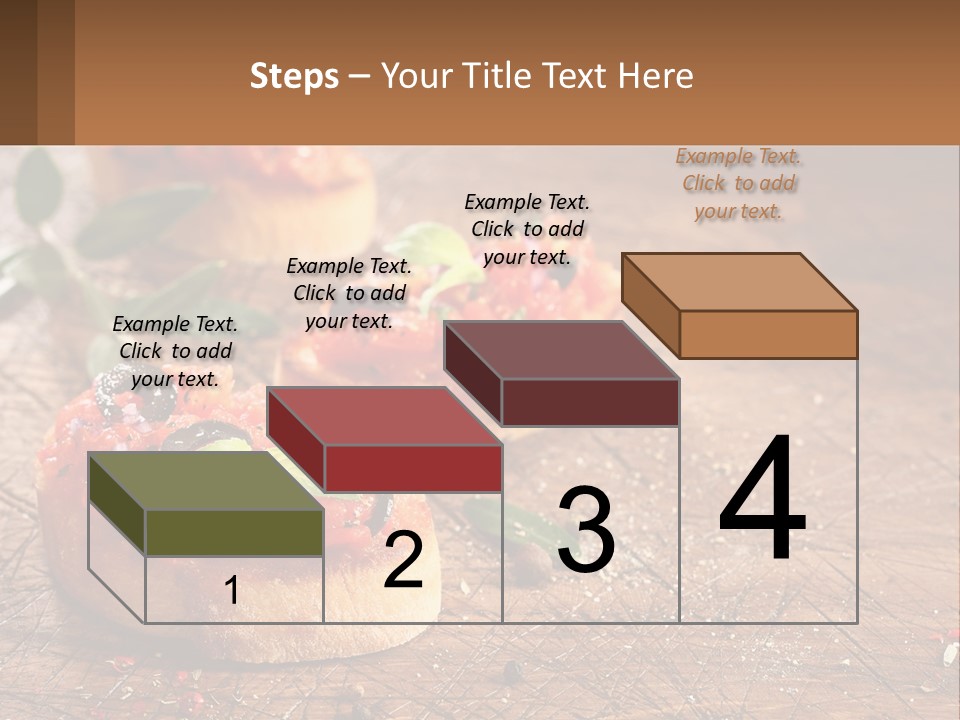 A Wooden Table Topped With Mini Pizzas Covered In Toppings PowerPoint Template