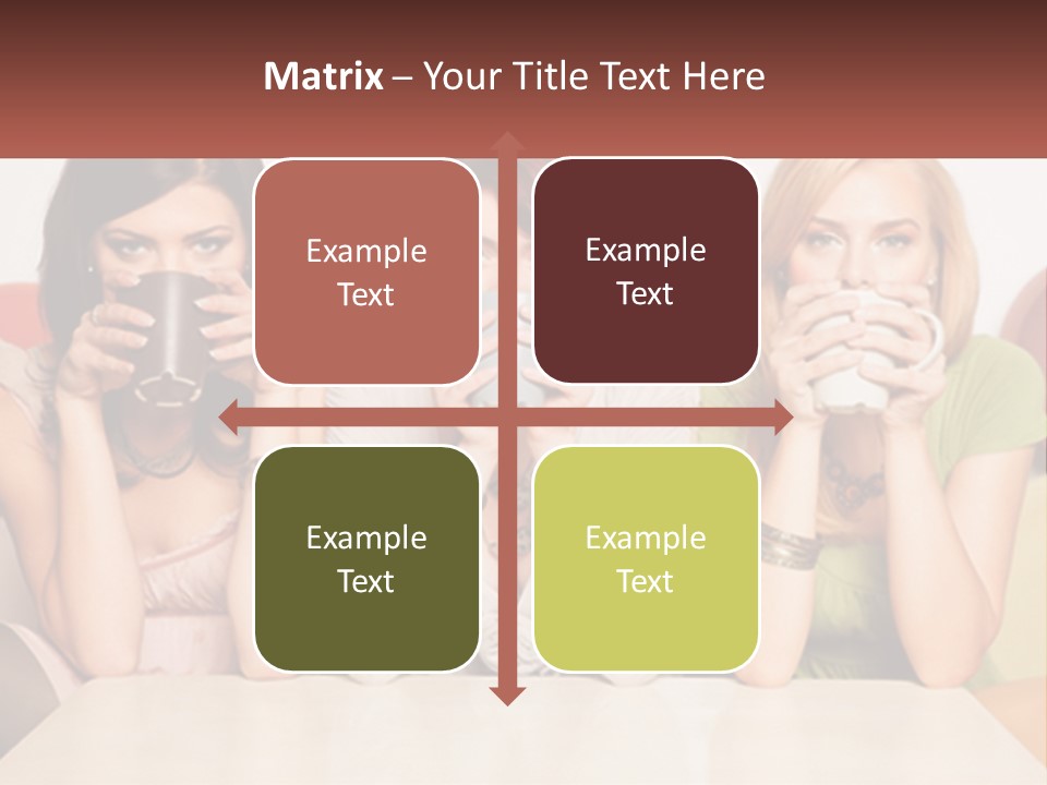 Three Women Sitting On A Couch Drinking Coffee PowerPoint Template
