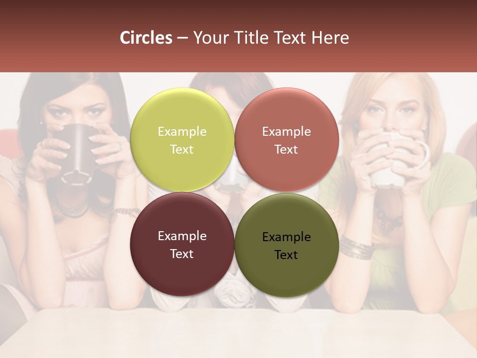 Three Women Sitting On A Couch Drinking Coffee PowerPoint Template