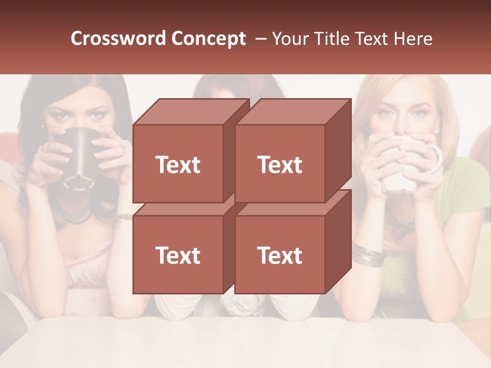 Three Women Sitting On A Couch Drinking Coffee PowerPoint Template