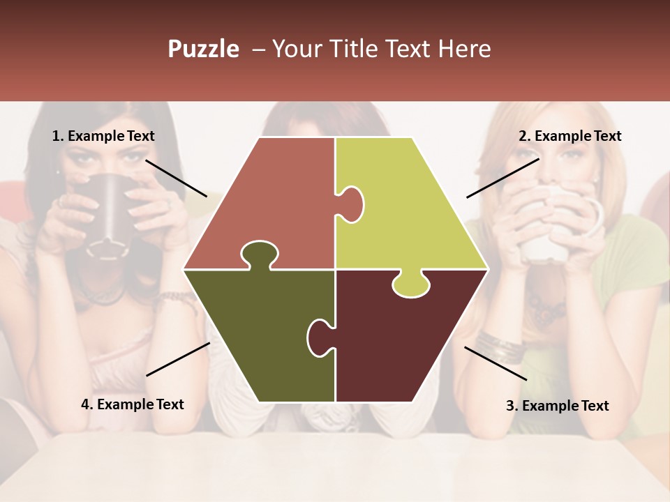 Three Women Sitting On A Couch Drinking Coffee PowerPoint Template