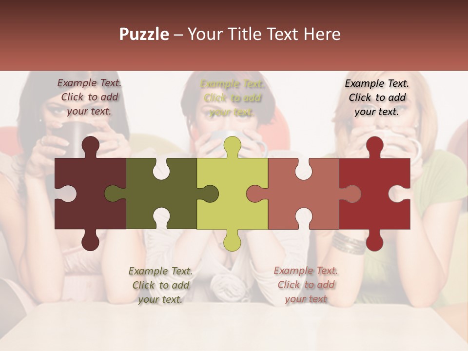 Three Women Sitting On A Couch Drinking Coffee PowerPoint Template