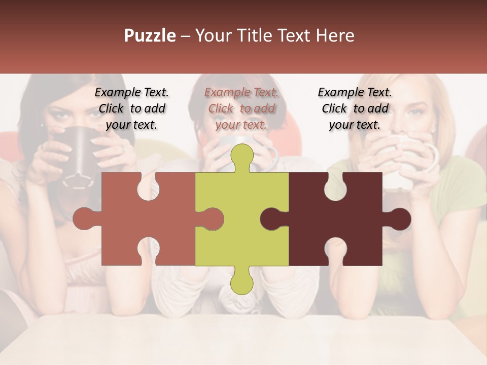 Three Women Sitting On A Couch Drinking Coffee PowerPoint Template