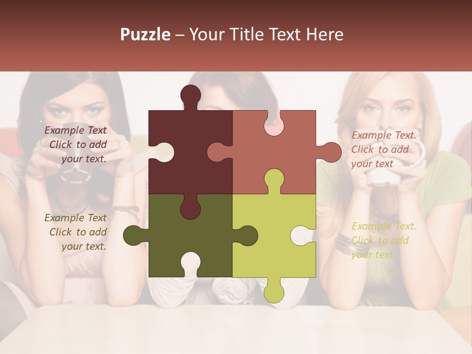 Three Women Sitting On A Couch Drinking Coffee PowerPoint Template