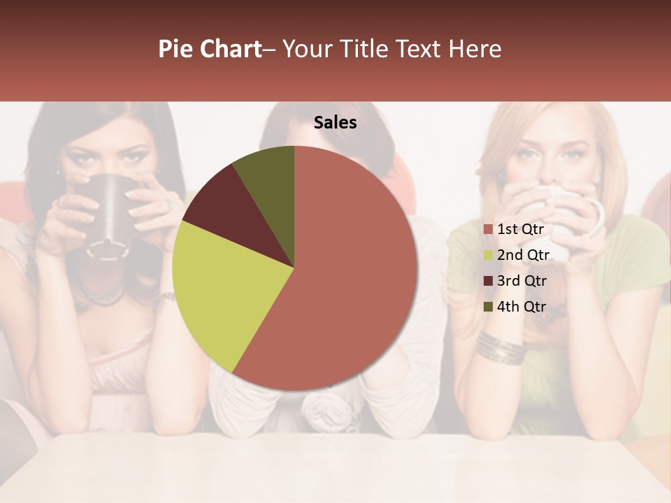 Three Women Sitting On A Couch Drinking Coffee PowerPoint Template