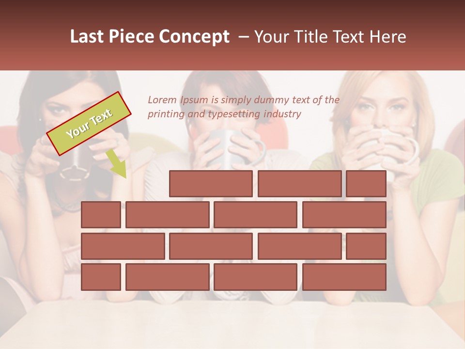Three Women Sitting On A Couch Drinking Coffee PowerPoint Template