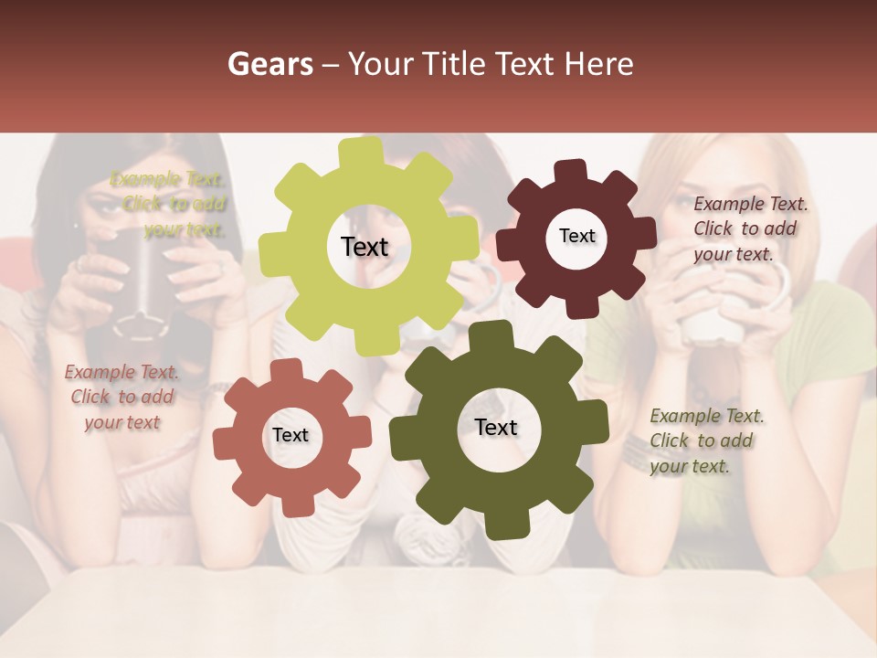 Three Women Sitting On A Couch Drinking Coffee PowerPoint Template