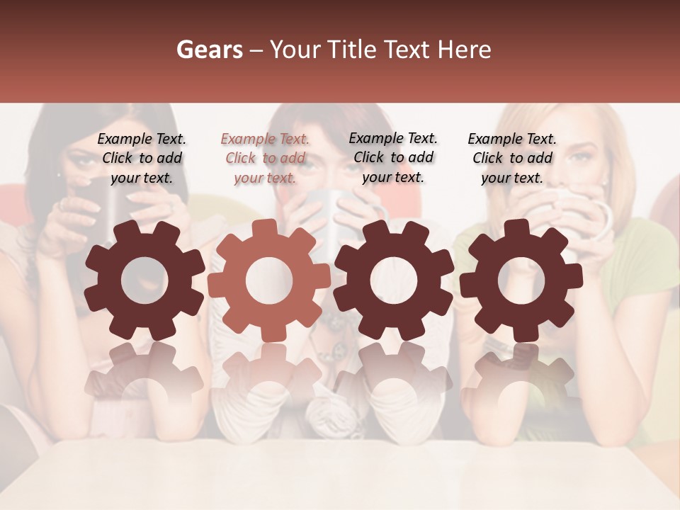 Three Women Sitting On A Couch Drinking Coffee PowerPoint Template