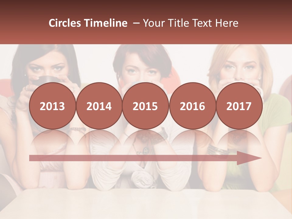 Three Women Sitting On A Couch Drinking Coffee PowerPoint Template