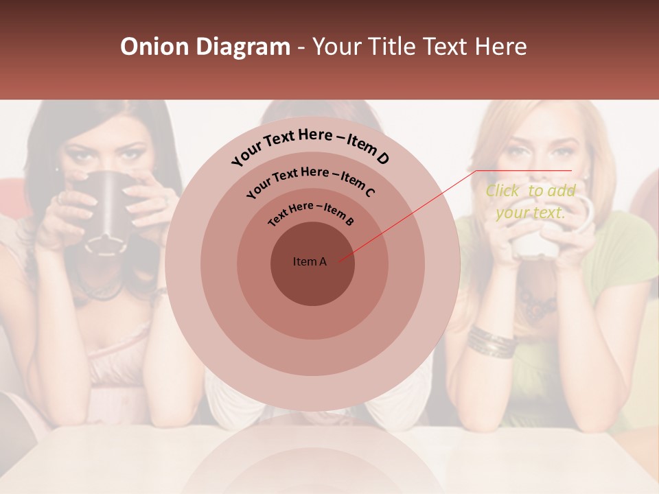Three Women Sitting On A Couch Drinking Coffee PowerPoint Template
