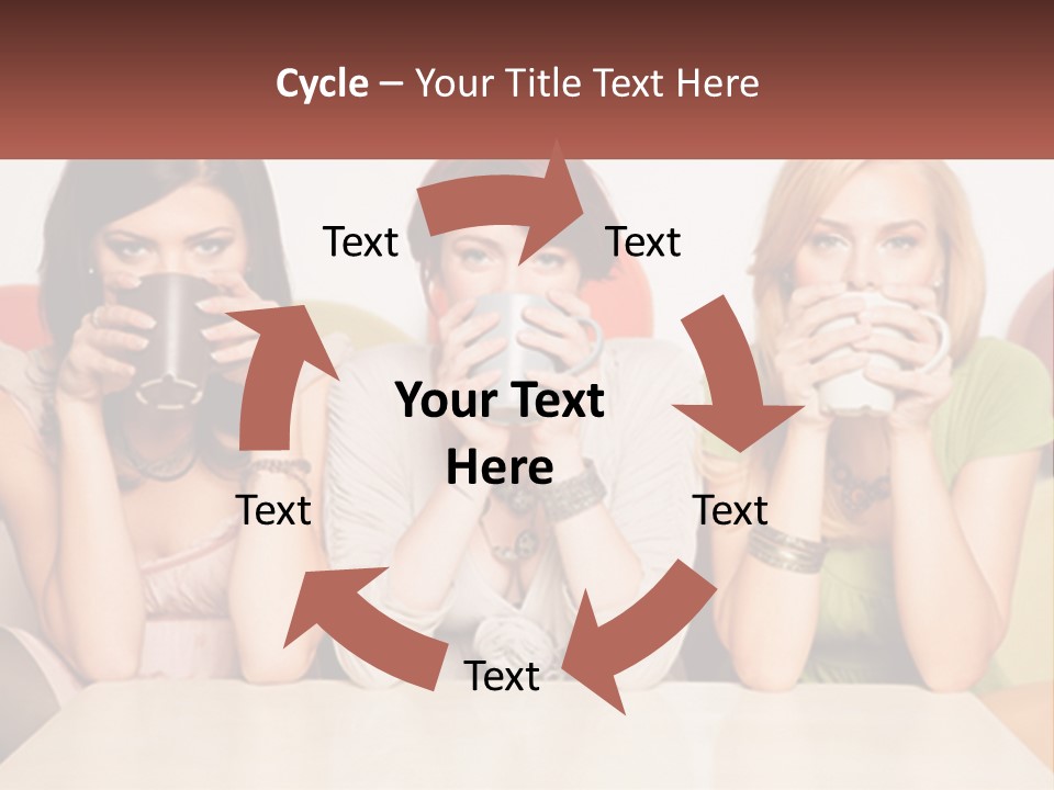 Three Women Sitting On A Couch Drinking Coffee PowerPoint Template