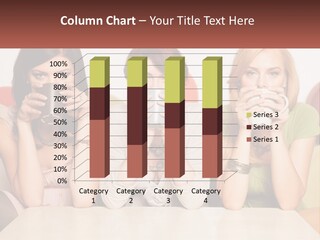Three Women Sitting On A Couch Drinking Coffee PowerPoint Template