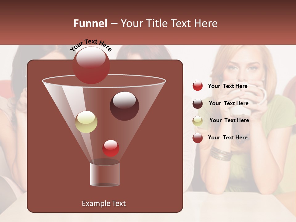 Three Women Sitting On A Couch Drinking Coffee PowerPoint Template
