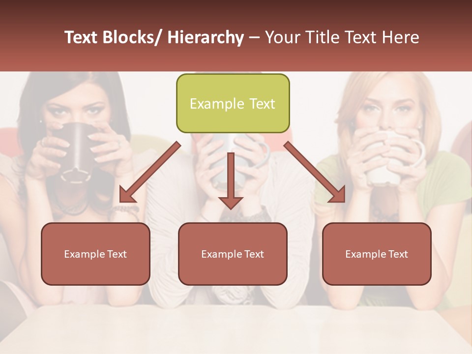 Three Women Sitting On A Couch Drinking Coffee PowerPoint Template